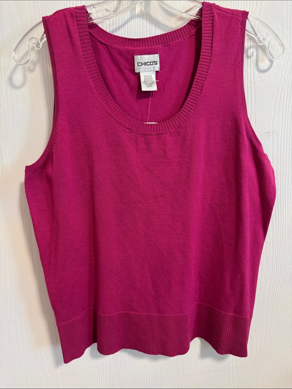 Chico's Silk Blend Tank Top NWT Sugarberry Knit Shell Sleeveless Size 2 Large